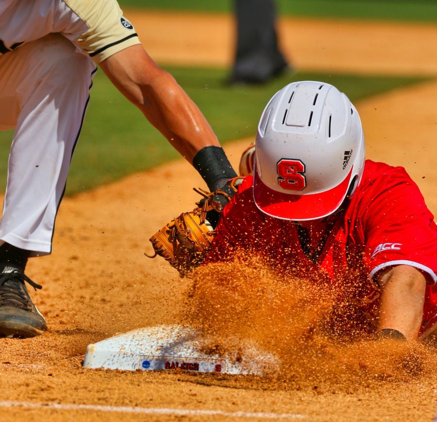 Eli sliding safely into a base